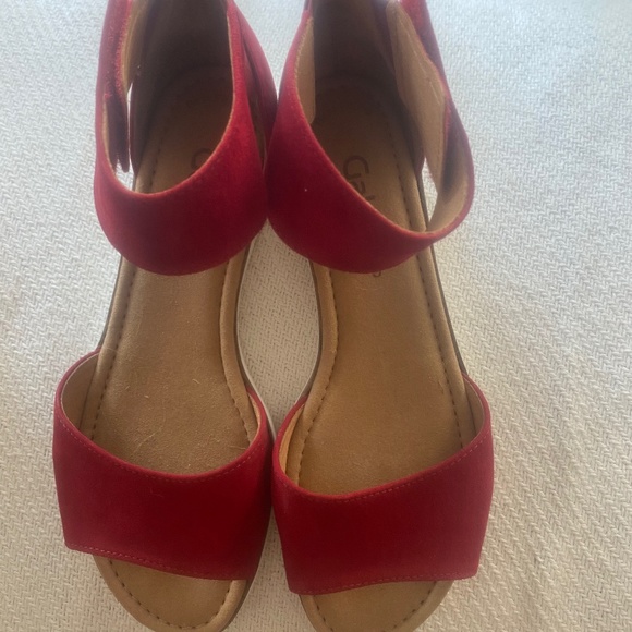 Gabor Red Wedge Sandals - Picture 1 of 4